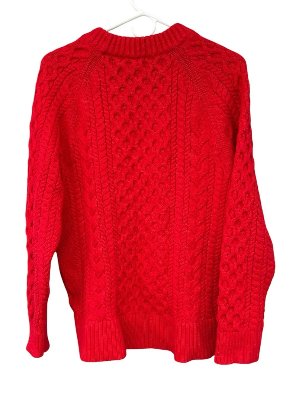 J. Crew Heavyweight Cable Knit Crewneck Sweater - Red - Size Medium 100% Cotton